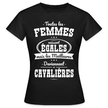 Femmes égales meilleures deviennent cavalières - T-shirt Femme - noir - Devant - AI Model Female 172 dark (172cm)