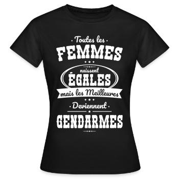 Femmes égales les meilleures deviennent gendarmes - T-shirt Femme - noir - Devant - AI Model Female 172 dark (172cm)