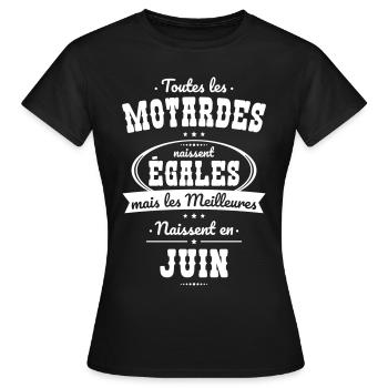 Motardes égales meilleures naissent en Juin - T-shirt Femme - noir - Devant - AI Model Female 172 dark (172cm)