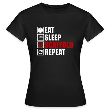 Manger, dormir, construire des échafaudages - T-shirt Femme - noir - Devant - AI Model Female 172 dark (172cm)