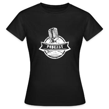 Podcast - Frauen T-Shirt - Schwarz - Vorne - AI Model Female 172 dark (172cm)