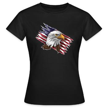 Tête d'aigle chauve patriotique | Drapeau américain - T-shirt Femme - noir - Devant - AI Model Female 172 dark (172cm)