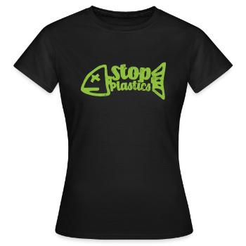 Stop plastique - T-shirt Femme - noir - Devant - AI Model Female 172 dark (172cm)