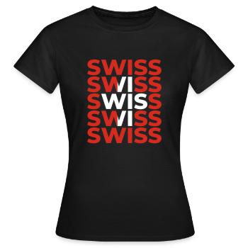 Swiss - Frauen T-Shirt - Schwarz - Vorne - AI Model Female 172 dark (172cm)