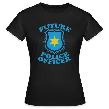 Police de police Future Police Officer - T-shirt Femme - noir - Devant - AI Model Female 172 dark (172cm)