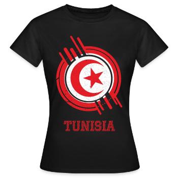 tunesien Runder Schild Landesfarben - Frauen T-Shirt - Schwarz - Vorne - AI Model Female 172 dark (172cm)