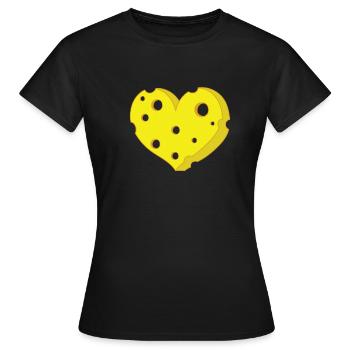 Morceaux de fromage en forme de coeur - T-shirt Femme - noir - Devant - AI Model Female 172 dark (172cm)