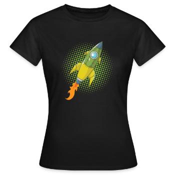 Rocket Comic Spaceship Spacecraft Missile - T-shirt Femme - noir - Devant - AI Model Female 172 dark (172cm)