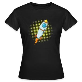 Moon Rocket Spaceship Comic Missile - T-shirt Femme - noir - Devant - AI Model Female 172 dark (172cm)
