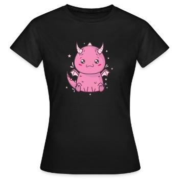 petit bébé dragon créature mythique conte de fées - T-shirt Femme - noir - Devant - AI Model Female 172 dark (172cm)