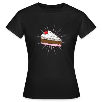 Stück Torte mit Kirsche Kuchen Konditorei - Frauen T-Shirt - Schwarz - Vorne - AI Model Female 172 dark (172cm)