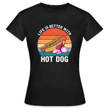 Hot Dog Love Hot Dog Pomme de terre Ketchup - T-shirt Femme - noir - Devant - AI Model Female 172 dark (172cm)