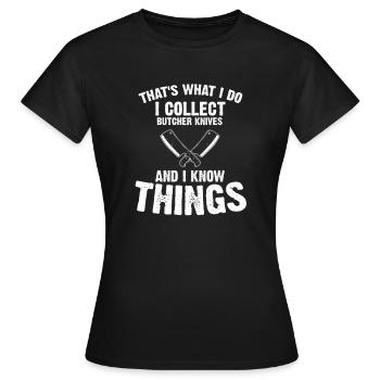 Objets blancs et collecteur de couteaux de cuisine - T-shirt Femme - noir - Devant - AI Model Female 172 dark (172cm)