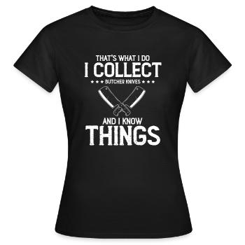 Objets blancs et collecteur de couteaux de cuisine - T-shirt Femme - noir - Devant - AI Model Female 172 dark (172cm)