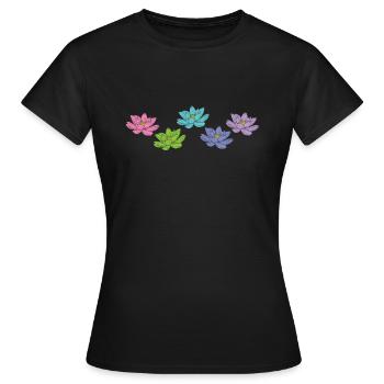 Fleurs de lotus Fleurs de lotus Fleur de plante Fleur - T-shirt Femme - noir - Devant - AI Model Female 172 dark (172cm)