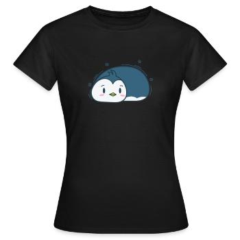 Un pingouin blottit un animal de l’Antarctique - T-shirt Femme - noir - Devant - AI Model Female 172 dark (172cm)