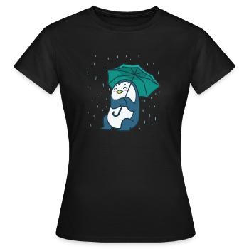 Pingouin avec un parapluie Antarctique - T-shirt Femme - noir - Devant - AI Model Female 172 dark (172cm)