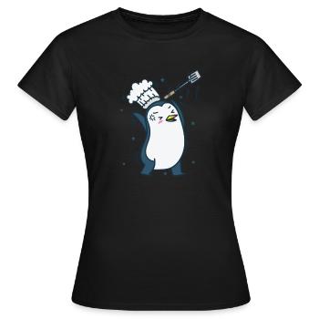 Penguin est un chef animal antarctique - T-shirt Femme - noir - Devant - AI Model Female 172 dark (172cm)
