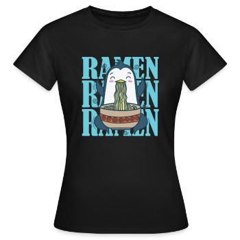 Pingouin avec nouilles ramen Oiseau antarctique - T-shirt Femme - noir - Devant - AI Model Female 172 dark (172cm)
