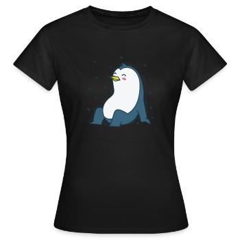 Le pingouin et le ciel nocturne Antarctique - T-shirt Femme - noir - Devant - AI Model Female 172 dark (172cm)