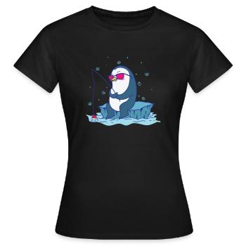 Manchot Pêche Antarctique Oiseau Animal - T-shirt Femme - noir - Devant - AI Model Female 172 dark (172cm)