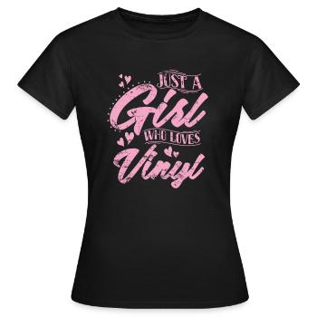 Juste une fille qui aime le disque vinyle - T-shirt Femme - noir - Devant - AI Model Female 172 dark (172cm)
