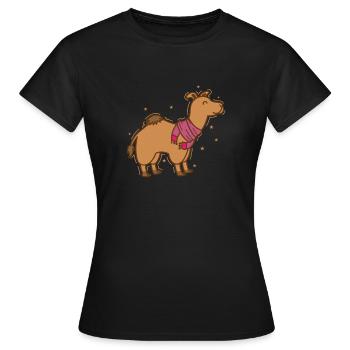 Kamel Dromedar mit Schal Dromedar - Frauen T-Shirt - Schwarz - Vorne - AI Model Female 172 dark (172cm)