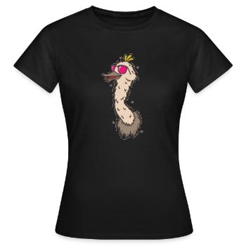 cooler Strauß mit Sonnenbrille Laufvogel - Frauen T-Shirt - Schwarz - Vorne - AI Model Female 172 dark (172cm)