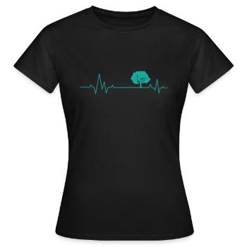 Herzschlaglinie mit einem Baum Natur Wälder - Frauen T-Shirt - Schwarz - Vorne - AI Model Female 172 dark (172cm)