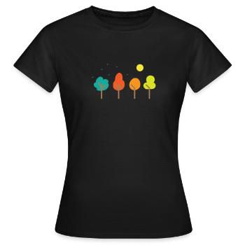 Comic Bäume Natur Wälder Blätter Umwelt - Frauen T-Shirt - Schwarz - Vorne - AI Model Female 172 dark (172cm)