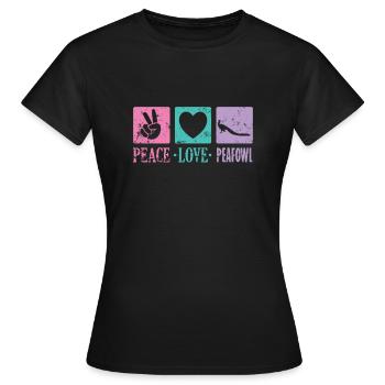 Peace Love Paafowl Plumage Oiseau Faisan - T-shirt Femme - noir - Devant - AI Model Female 172 dark (172cm)