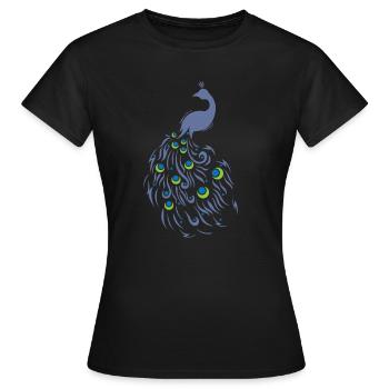 Pfau mit wunderschönen Schweif Vogel Tier - Frauen T-Shirt - Schwarz - Vorne - AI Model Female 172 dark (172cm)