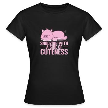 Snoozing with a Side of Cuteness Pajamas - Women's T-Shirt - black - Front - AI Model Female 172 dark (172cm)