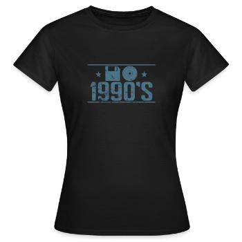 Diskette und CD 1990's Retrospeichermodul - Frauen T-Shirt - Schwarz - Vorne - AI Model Female 172 dark (172cm)