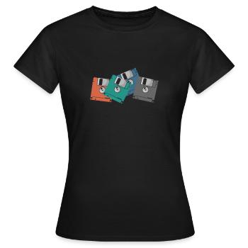 Colorful Floppy Disks Retro Memory Module Disk - Women's T-Shirt - black - Front - AI Model Female 172 dark (172cm)