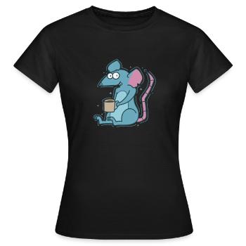 Rat and Coffee Pet Rodent - Women's T-Shirt - black - Front - AI Model Female 172 dark (172cm)