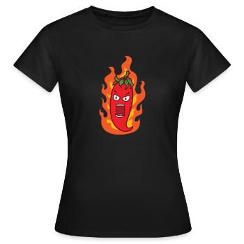 scharf wie Feuer Chili Schärfe Gewürz - Frauen T-Shirt - Schwarz - Vorne - AI Model Female 172 dark (172cm)
