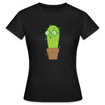 Streber Kaktus Pflanze - Frauen T-Shirt - Schwarz - Vorne - AI Model Female 172 dark (172cm)