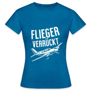 Flugzeug Tshirt Herren Helikopter Pilot Flieger - Frauen T-Shirt - Antikblaues Saphir meliert - Vorne - AI Model Female 172 dark (172cm)