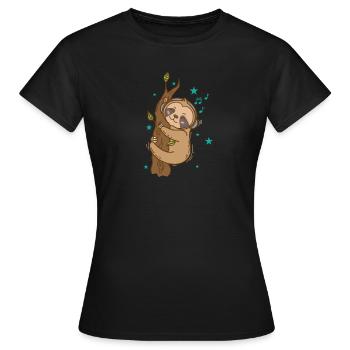 Paresseux sur l’arbre en écoutant de la musique - T-shirt Femme - noir - Devant - AI Model Female 172 dark (172cm)