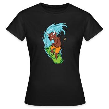 Bull surfing sur un billet d’un dollar - T-shirt Femme - noir - Devant - AI Model Female 172 dark (172cm)