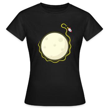 Une fusée tourne autour de la lune - T-shirt Femme - noir - Devant - AI Model Female 172 dark (172cm)