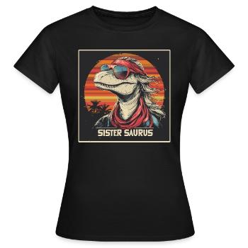 SISTER SAURUS - Frauen T-Shirt - Schwarz - Vorne - AI Model Female 172 dark (172cm)