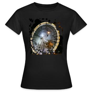 À la foire la grande roue est un point culminant - T-shirt Femme - noir - Devant - AI Model Female 172 dark (172cm)