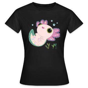 Axolotl doux - T-shirt Femme - noir - Devant - AI Model Female 172 dark (172cm)