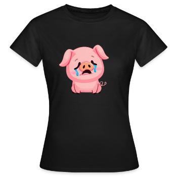 Le cochon pleure tristement - T-shirt Femme - noir - Devant - AI Model Female 172 dark (172cm)