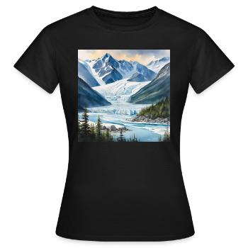 Glacier, Glace, Paysage, Alaska - T-shirt Femme - noir - Devant - AI Model Female 172 dark (172cm)