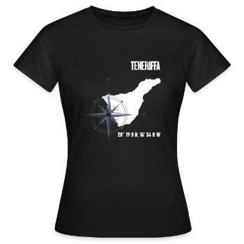 Teneriffa Atlantik Insel Koordinaten Karte Urlaub - Frauen T-Shirt - Schwarz - Vorne - AI Model Female 172 dark (172cm)