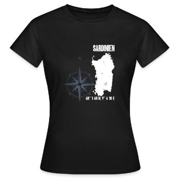 Sardaigne Île Coordonnées Carte Vacances - T-shirt Femme - noir - Devant - AI Model Female 172 dark (172cm)