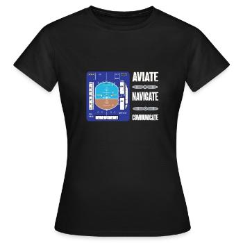 Luftfahrt Flieger Design Künstlicher Horizont - Frauen T-Shirt - Schwarz - Vorne - AI Model Female 172 dark (172cm)